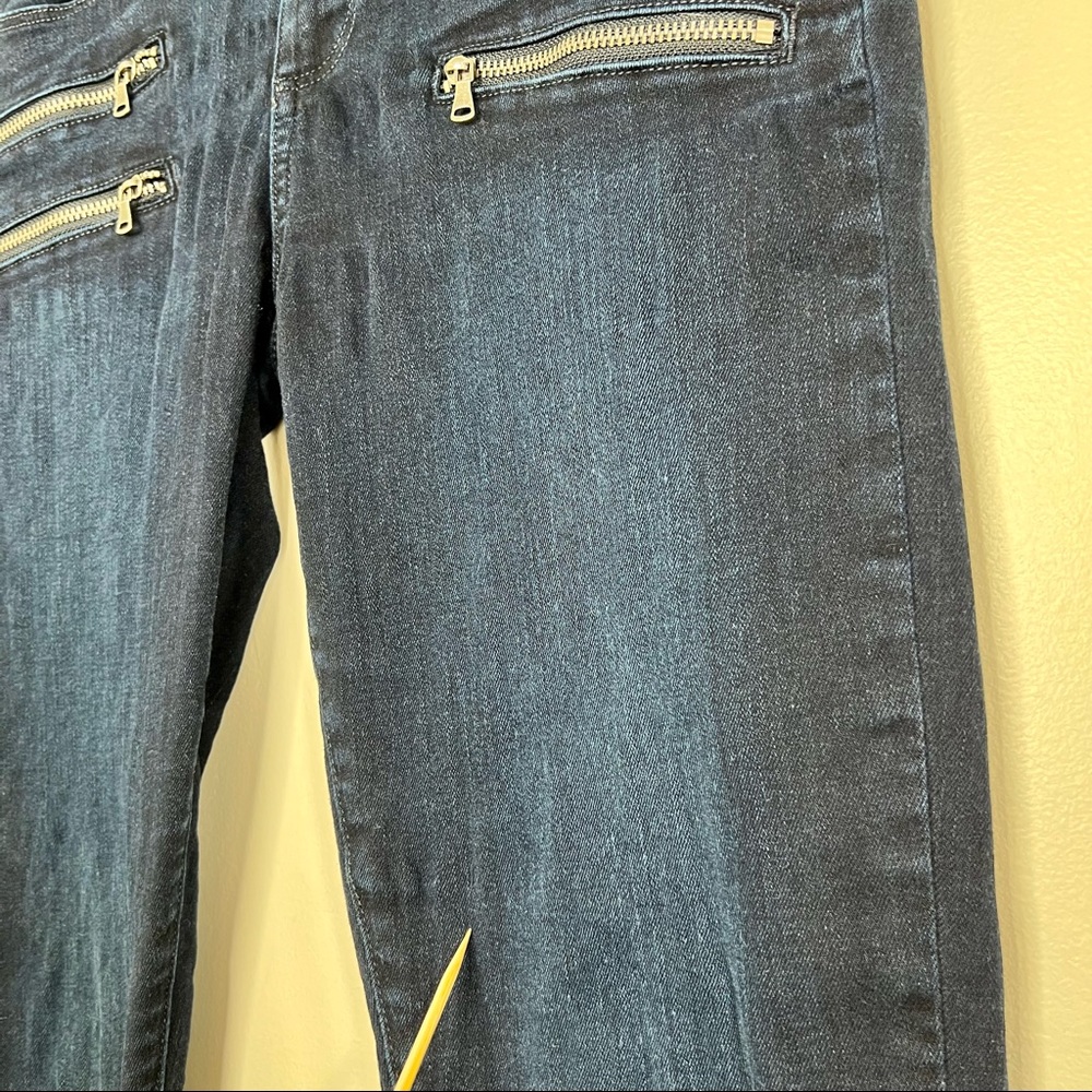 ❌SOLD❌ Paige Edgemont Exposed Double Zipper Jeans, Dark Blue Denim sz 28 Peyton - Picture 13 of 17